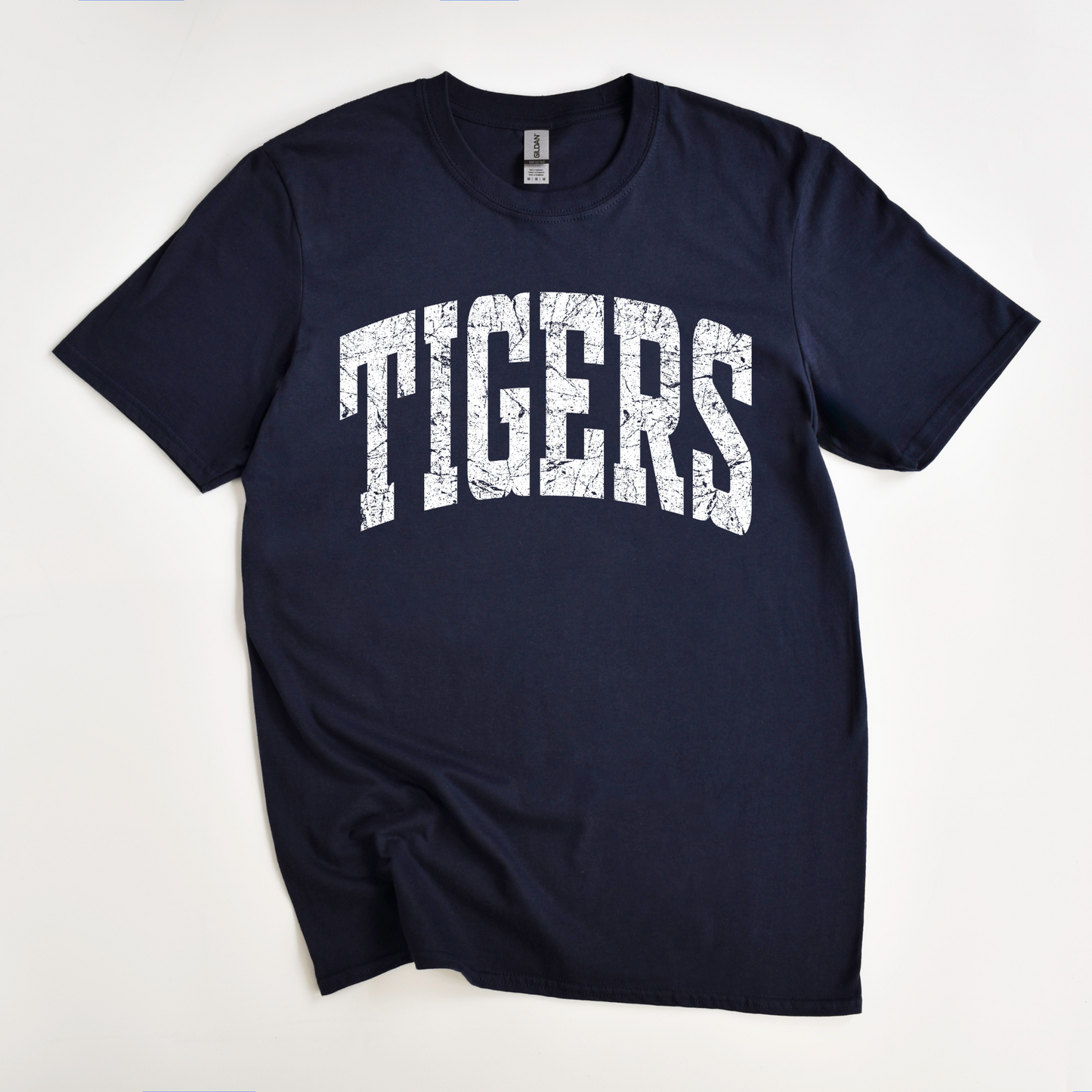 Distressed White Tigers T-Shirt (Navy)