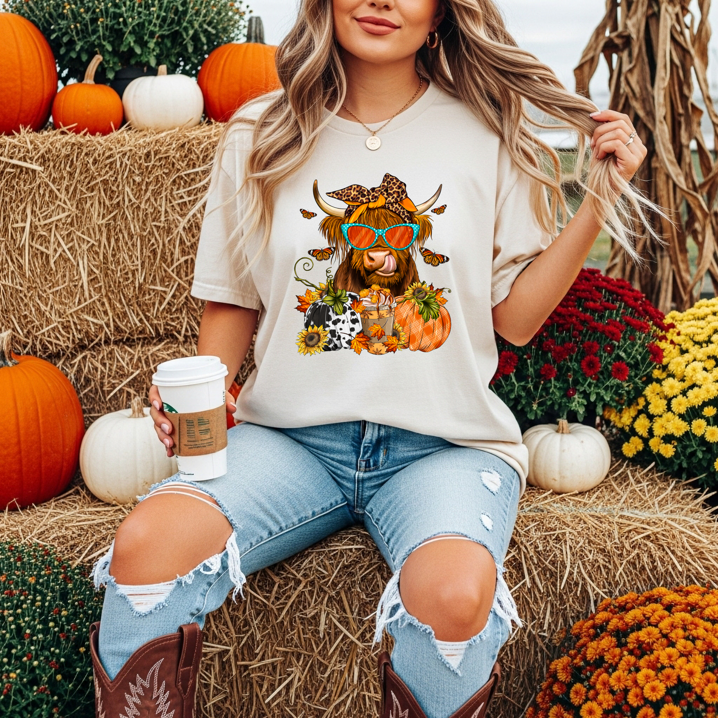 Fall Highland Cow T-Shirt