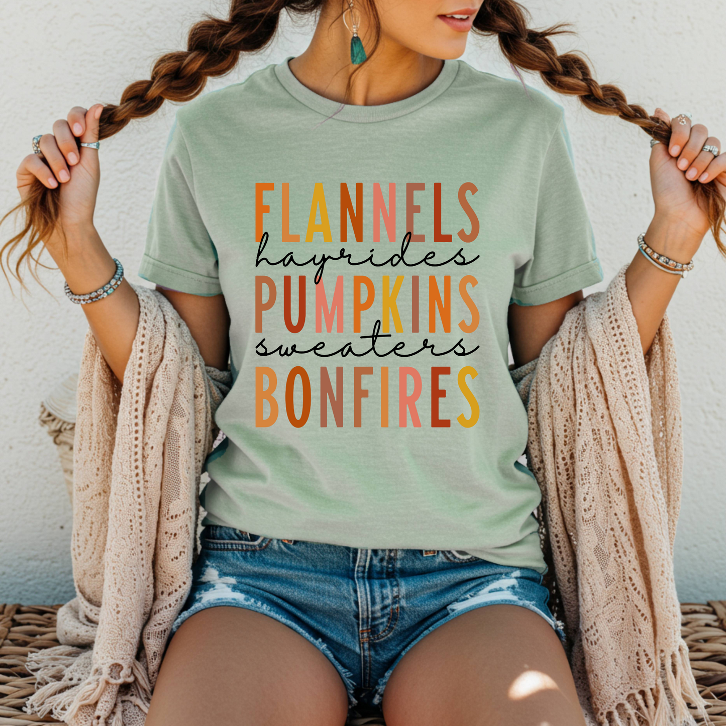 Flannels Pumpkins Bonfires T-Shirt